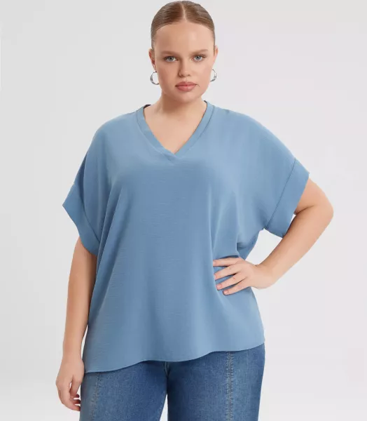Blouse unie grande taille 
