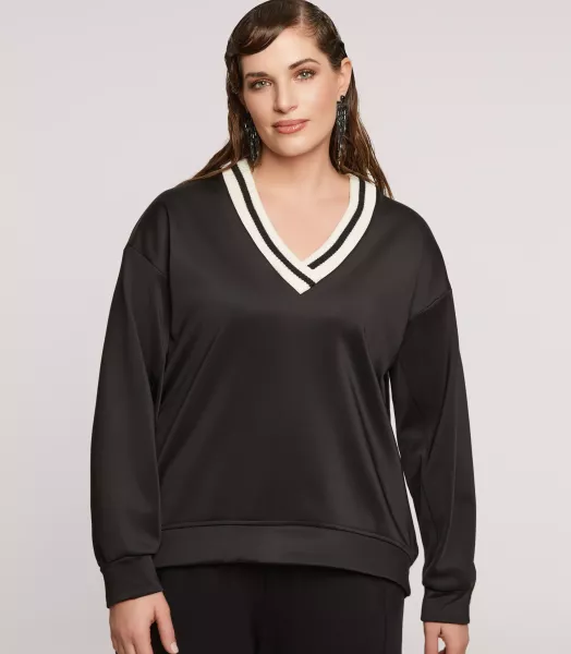 Sweat grande taille col V Mat Fashion