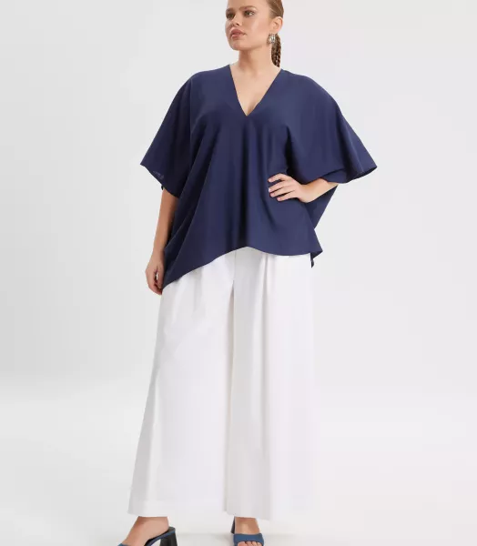 Blouse unie grande taille "Bleuet" Mat Fashion