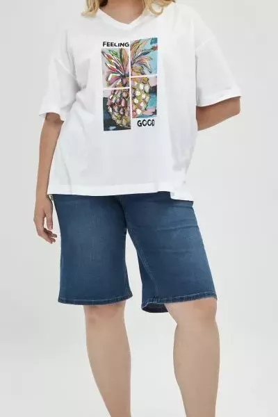 T-Shirt col V "feeling" Mat Fashion
