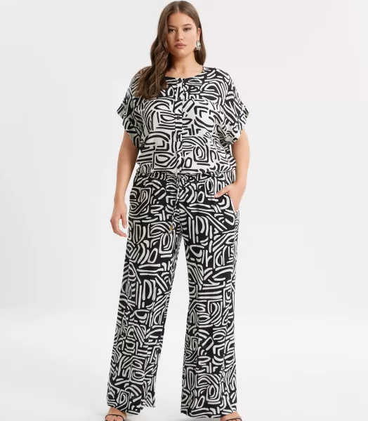 pantalon fluide imprimé grande taille Robert Mat