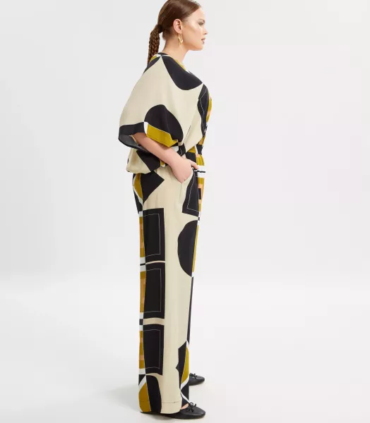 Pantalon fluide imprimé grande taille Pesto Mat
