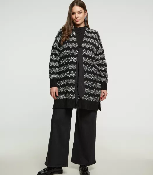 Gilet long Nœud grande taille Mat Fashion