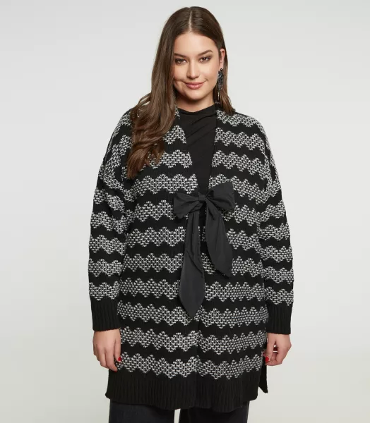 Gilet long Nœud grande taille Mat Fashion