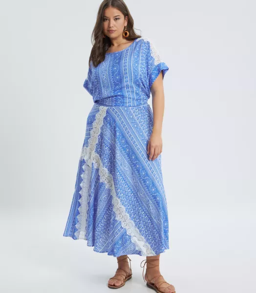 Jupe longue imprimée grande taille Bali Mat