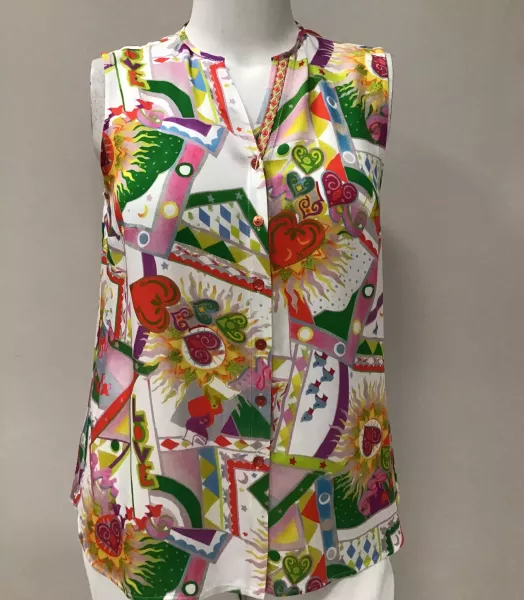 Chemise sans manches imprimée grande taille Verbena Tinta